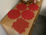 NOVA Lace Bloom Coaster Set – red